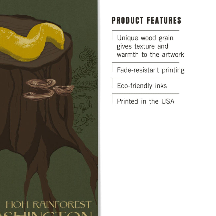 Hoh Rainforest, Washington, Banana Slug, Letterpress, Lantern Press Poster, Wood Signs and Postcards - Lantern Press