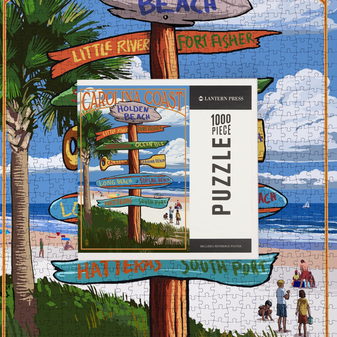 Holden Beach, North Carolina, Destinations Sign, Jigsaw Puzzle Puzzle Lantern Press 
