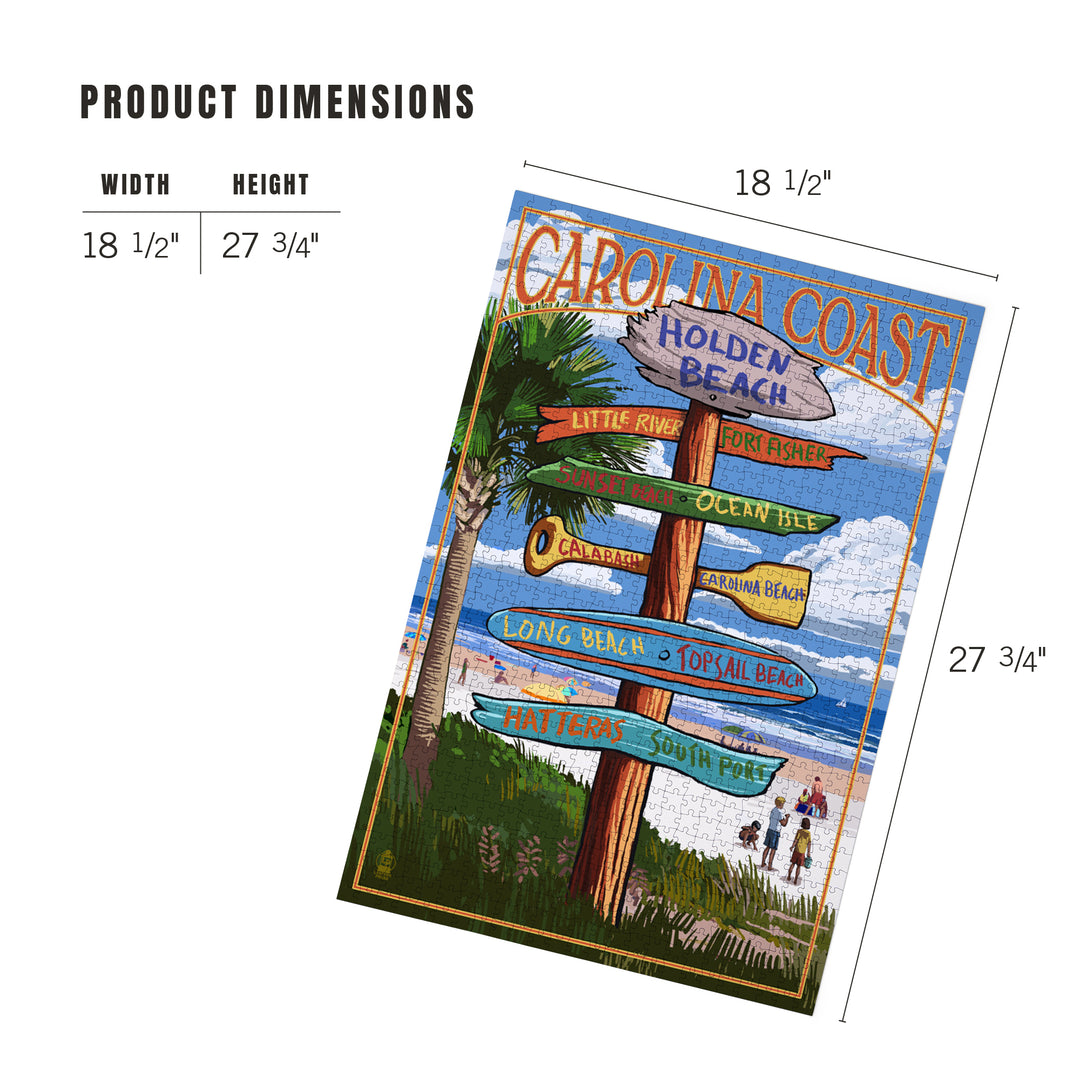 Holden Beach, North Carolina, Destinations Sign, Jigsaw Puzzle Puzzle Lantern Press 