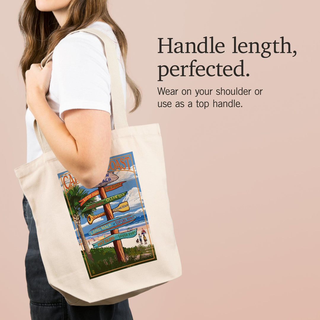 Holden Beach, North Carolina, Destinations Sign, Lantern Press Artwork, Tote Bag - Lantern Press