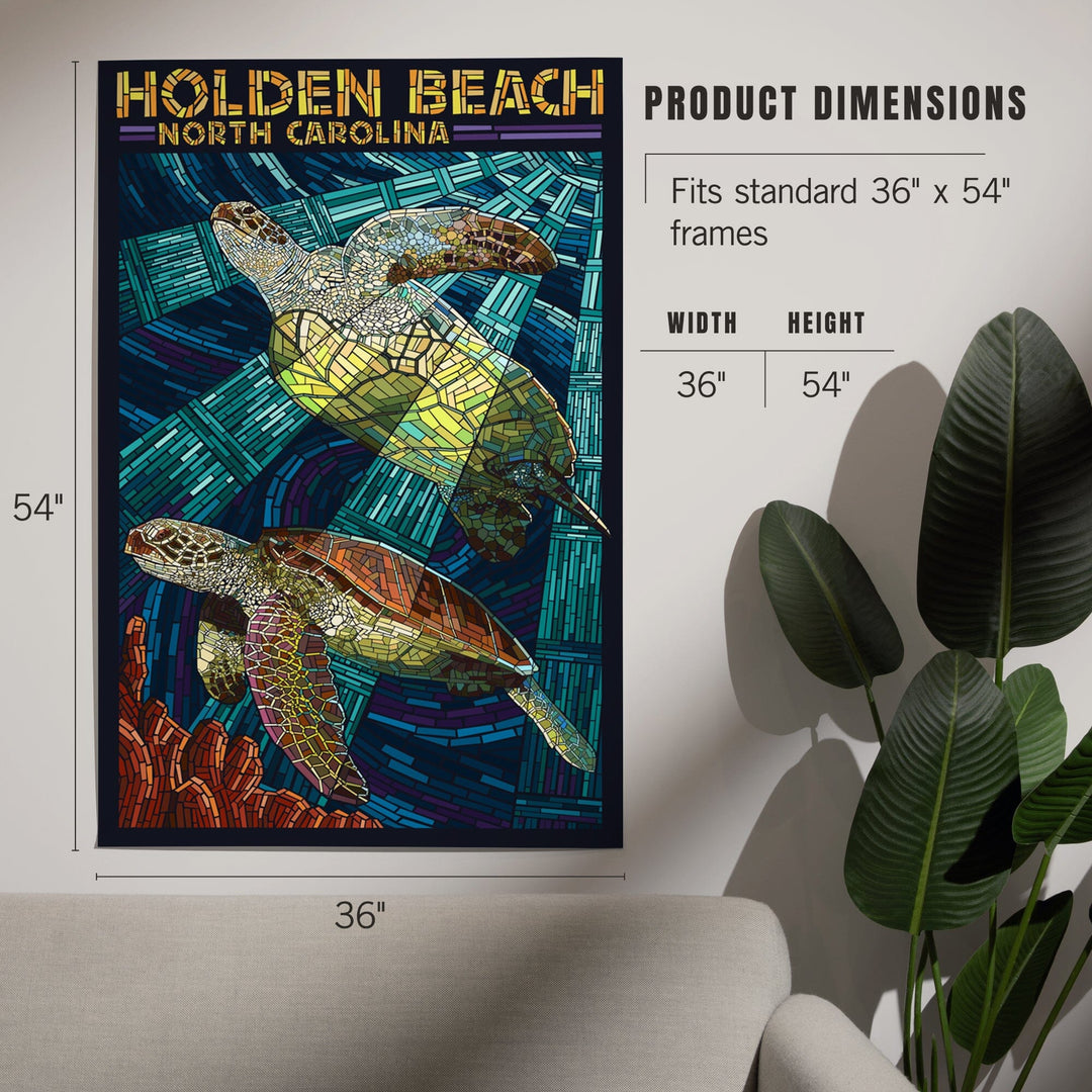 Holden Beach, North Carolina, Sea Turtle Paper Mosaic, Art & Giclee Prints - Lantern Press