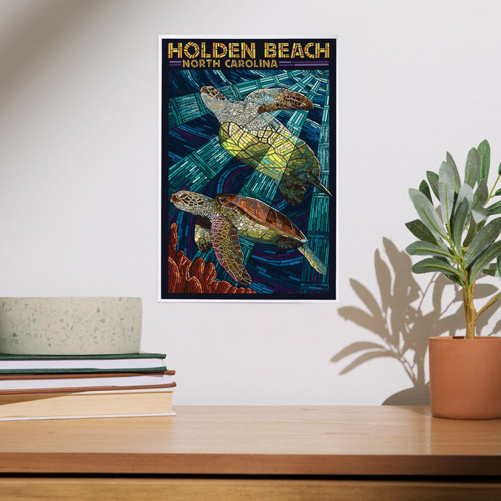 Holden Beach, North Carolina, Sea Turtle Paper Mosaic, Art & Giclee Prints - Lantern Press