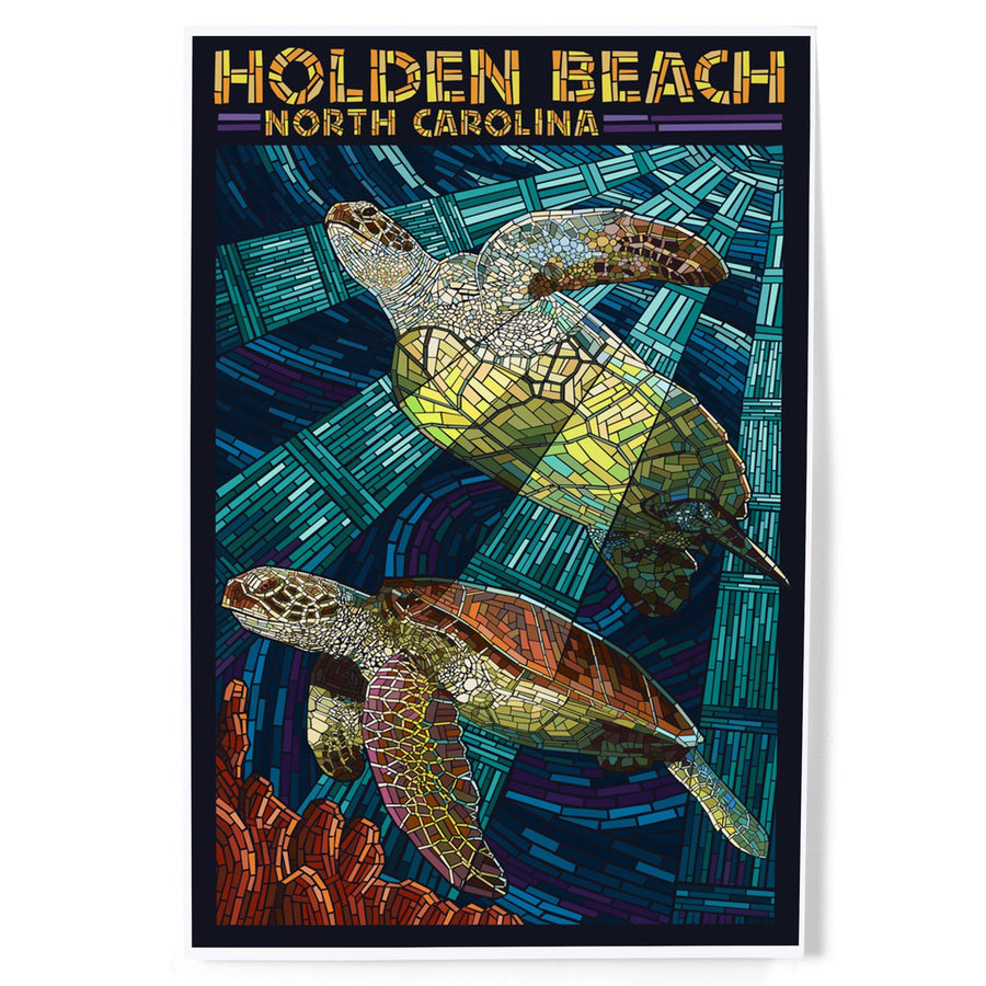 Holden Beach, North Carolina, Sea Turtle Paper Mosaic, Art & Giclee Prints - Lantern Press