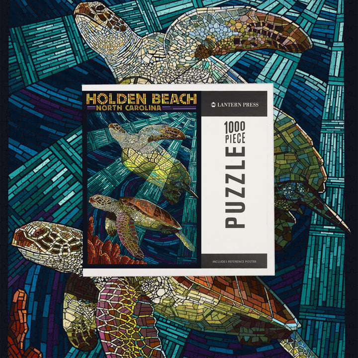 Holden Beach, North Carolina, Sea Turtle Paper Mosaic, Jigsaw Puzzle Puzzle Lantern Press 