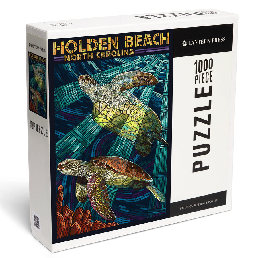 Holden Beach, North Carolina, Sea Turtle Paper Mosaic, Jigsaw Puzzle Puzzle Lantern Press 