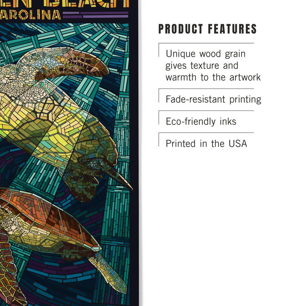 Holden Beach, North Carolina, Sea Turtle Paper Mosaic, Lantern Press Poster, Wood Signs and Postcards - Lantern Press
