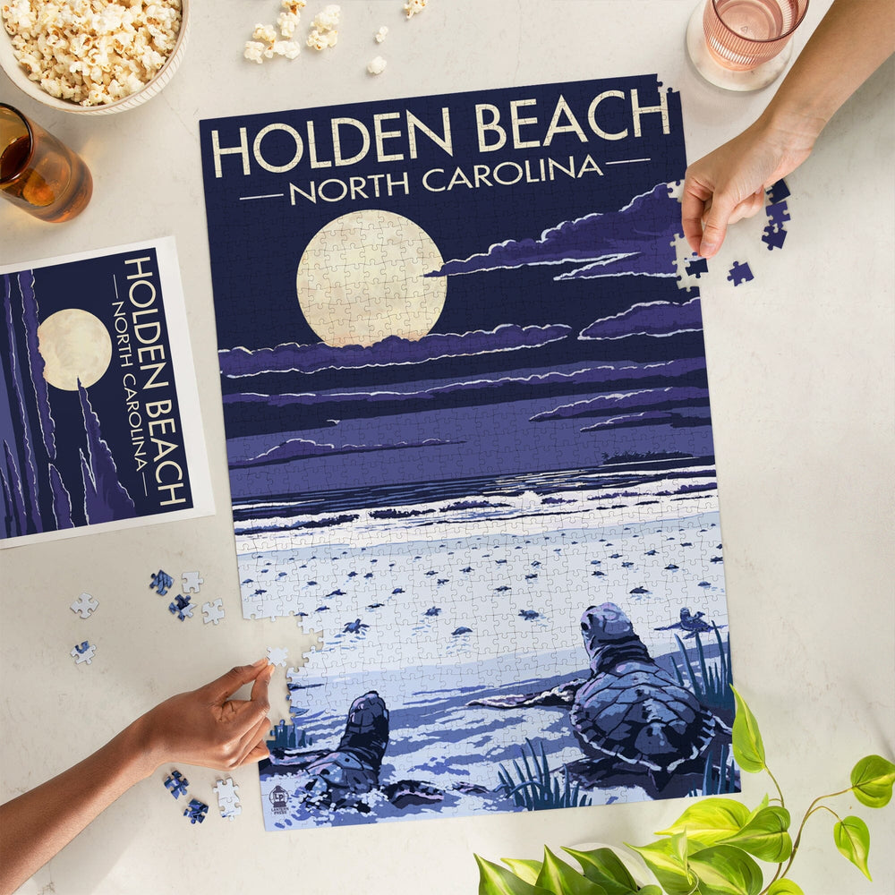 Holden Beach, North Carolina, Sea Turtles Hatching, Jigsaw Puzzle Puzzle Lantern Press 