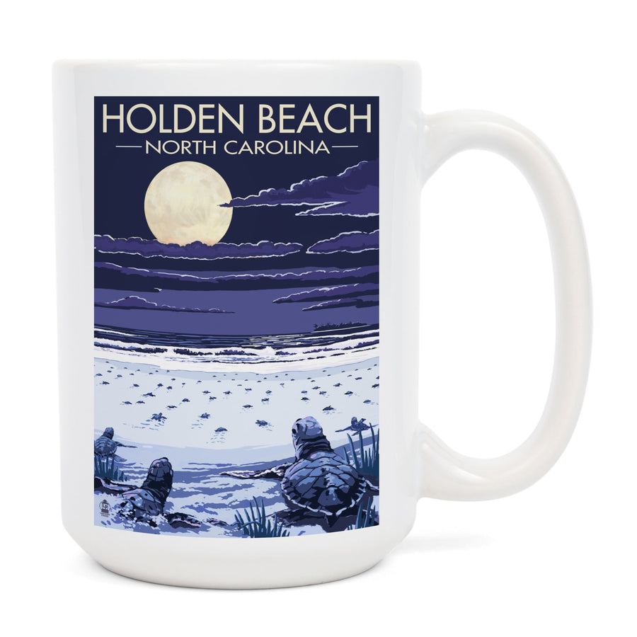 Holden Beach, North Carolina, Sea Turtles Hatching, Lantern Press Artwork, Ceramic Mug - Lantern Press