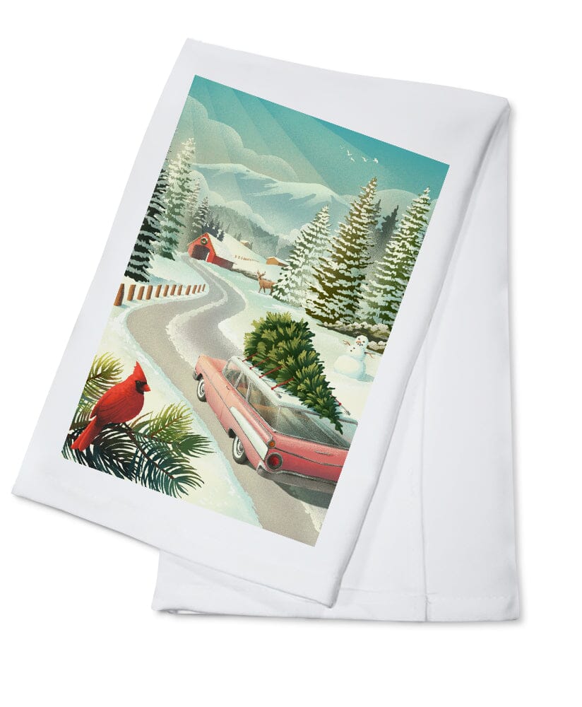 Holiday Tradition, Christmas Tree Farm, Organic Cotton Kitchen Tea Towels Kitchen Lantern Press 