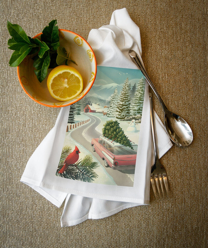 Holiday Tradition, Christmas Tree Farm, Organic Cotton Kitchen Tea Towels Kitchen Lantern Press 