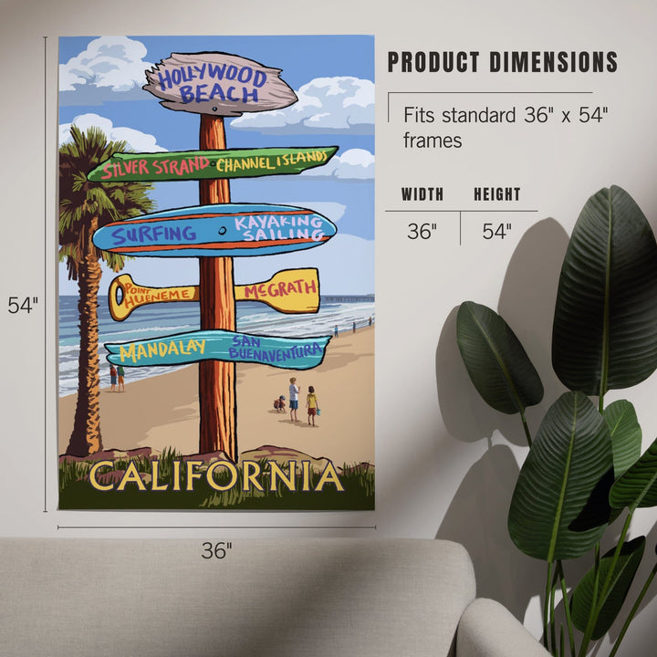 Hollywood Beach, California, Destination Sign, Art & Giclee Prints Art Lantern Press 