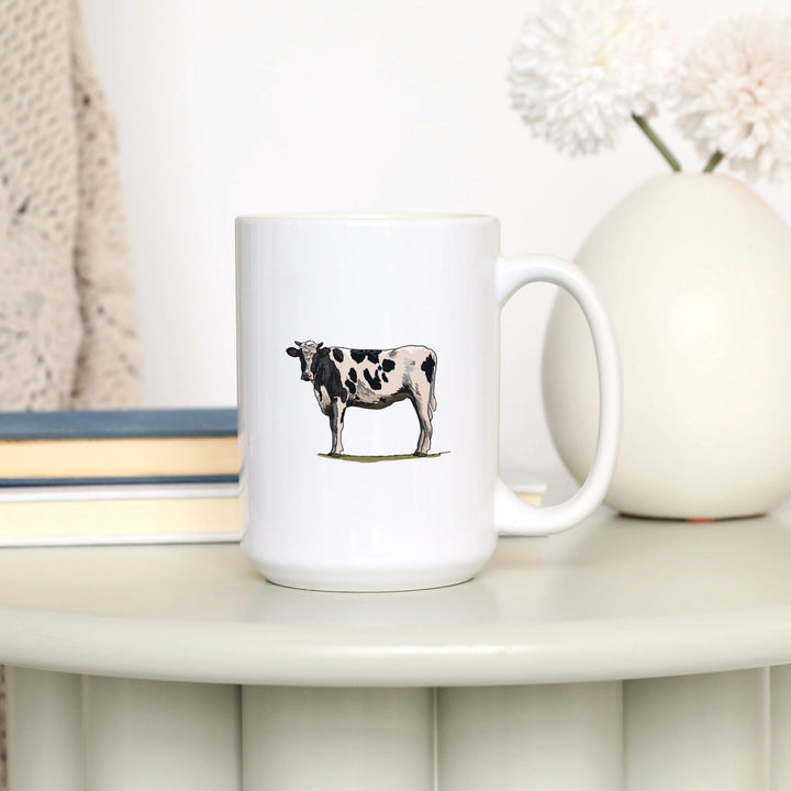 Holstein Cow, Icon, Lantern Press Artwork, Ceramic Mug Mugs Lantern Press 