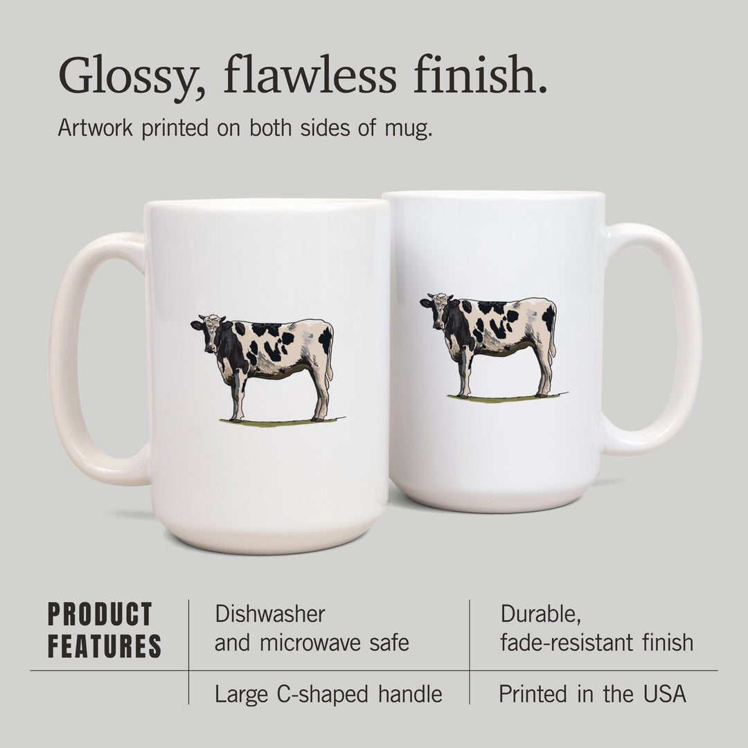 Holstein Cow, Icon, Lantern Press Artwork, Ceramic Mug Mugs Lantern Press 