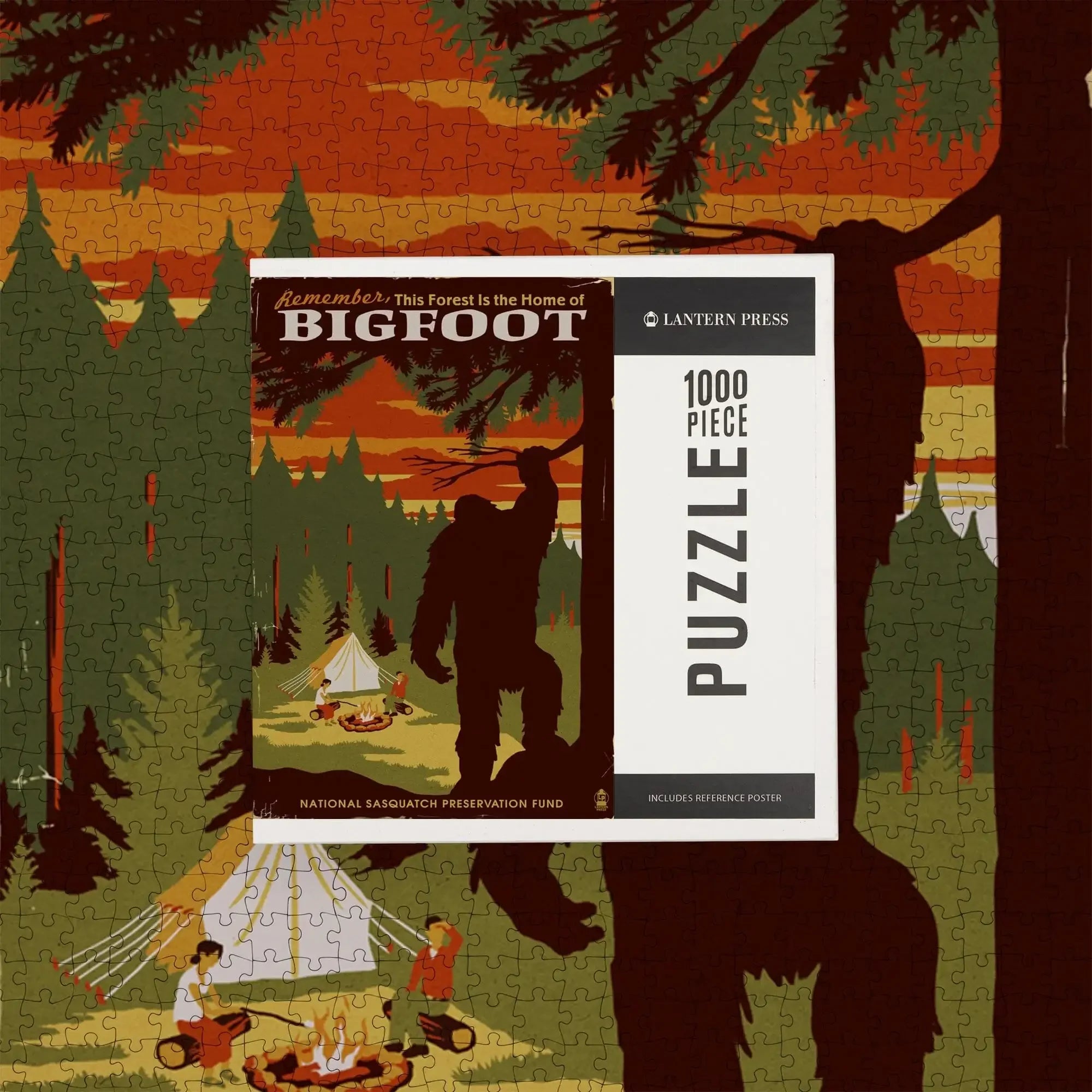 Home of Bigfoot, WPA Style, 1000 piece jigsaw puzzle – Lantern Press