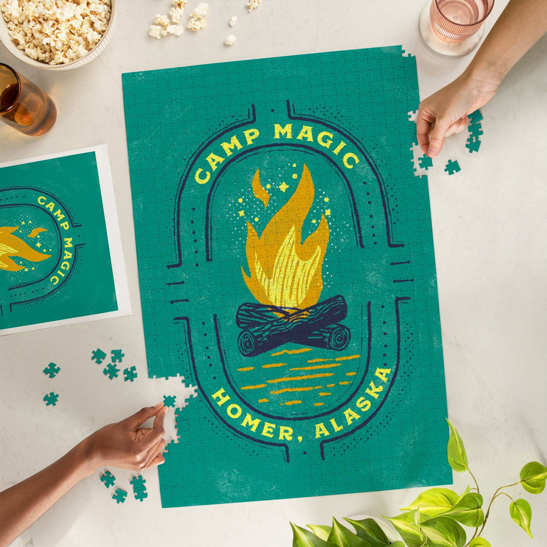 Homer, Alaska, Lake Life Series, Camp Magic, Contour, Jigsaw Puzzle Puzzle Lantern Press 
