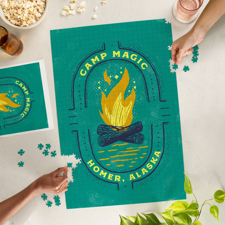 Homer, Alaska, Lake Life Series, Camp Magic, Contour, Jigsaw Puzzle Puzzle Lantern Press 