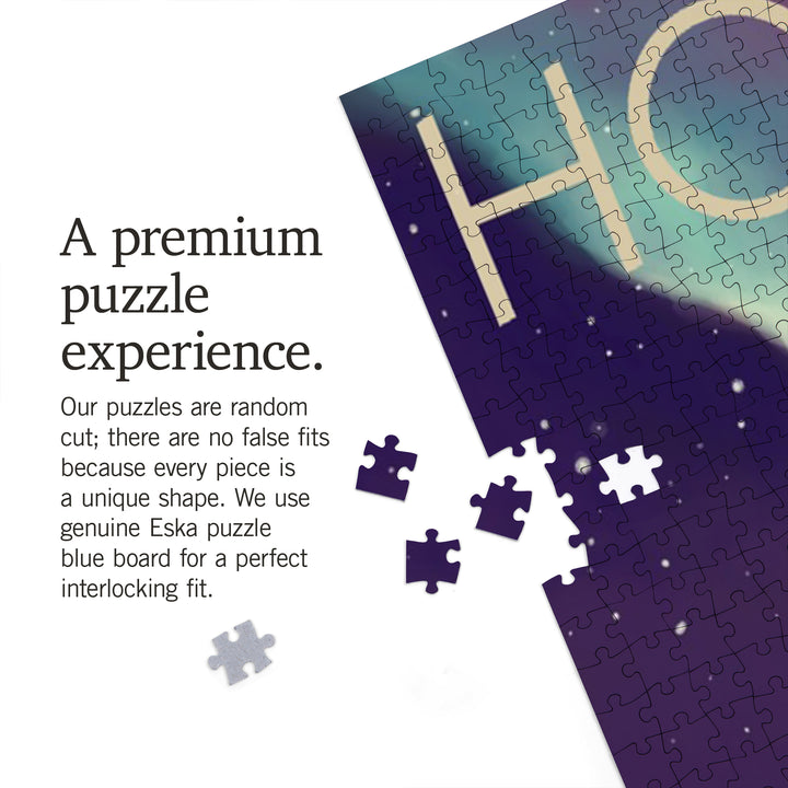 Homer, Alaska, Northern Lights and Cabin, Jigsaw Puzzle Puzzle Lantern Press 