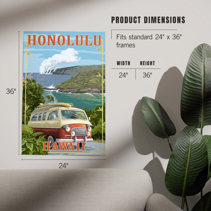Honolulu, Hawaii, Camper Van, Art & Giclee Prints Art Lantern Press 