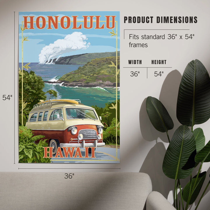 Honolulu, Hawaii, Camper Van, Art & Giclee Prints Art Lantern Press 