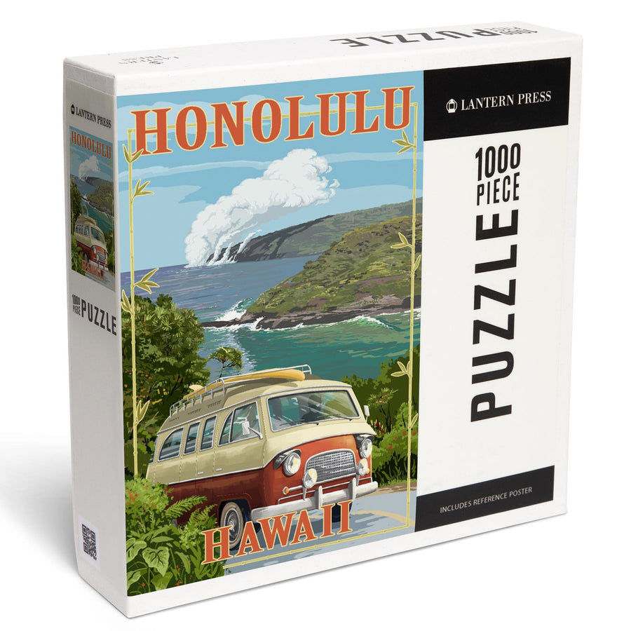 Honolulu, Hawaii, Camper Van, Jigsaw Puzzle Puzzle Lantern Press 