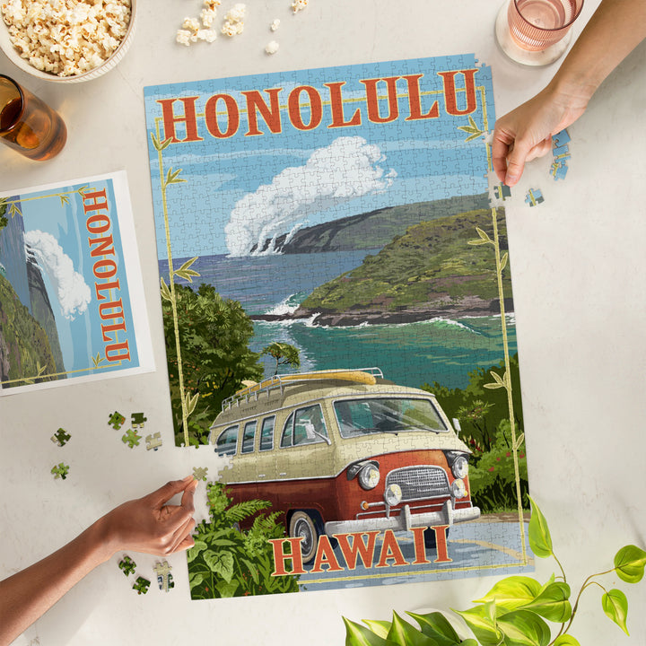 Honolulu, Hawaii, Camper Van, Jigsaw Puzzle Puzzle Lantern Press 