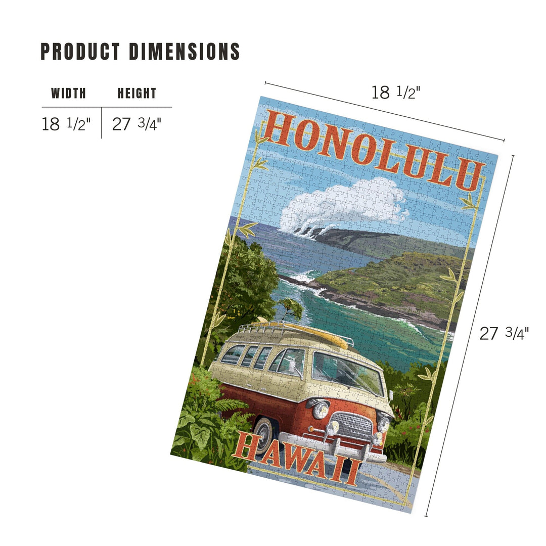 Honolulu, Hawaii, Camper Van, Jigsaw Puzzle Puzzle Lantern Press 