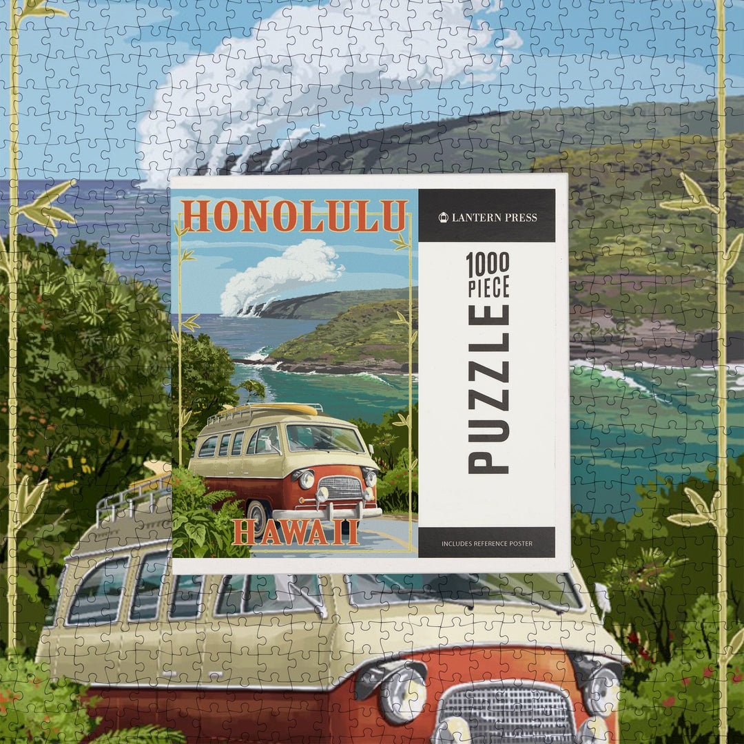 Honolulu, Hawaii, Camper Van, Jigsaw Puzzle Puzzle Lantern Press 