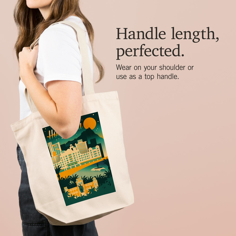 Honolulu, Hawaii, Retro Skyline Chromatic Series, Tote Bag Totes Lantern Press 