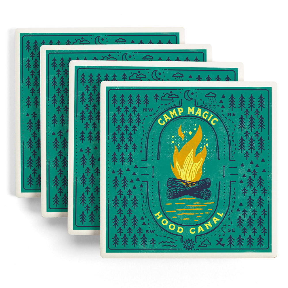 Hood Canal, Washington, Lake Life Series, Camp Magic, Coasters Coasters Lantern Press 