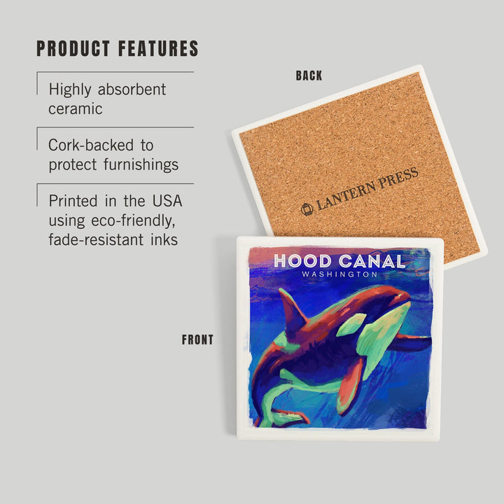 Hood Canal, Washington, Vivid, Orca, Coasters Coasters Lantern Press 