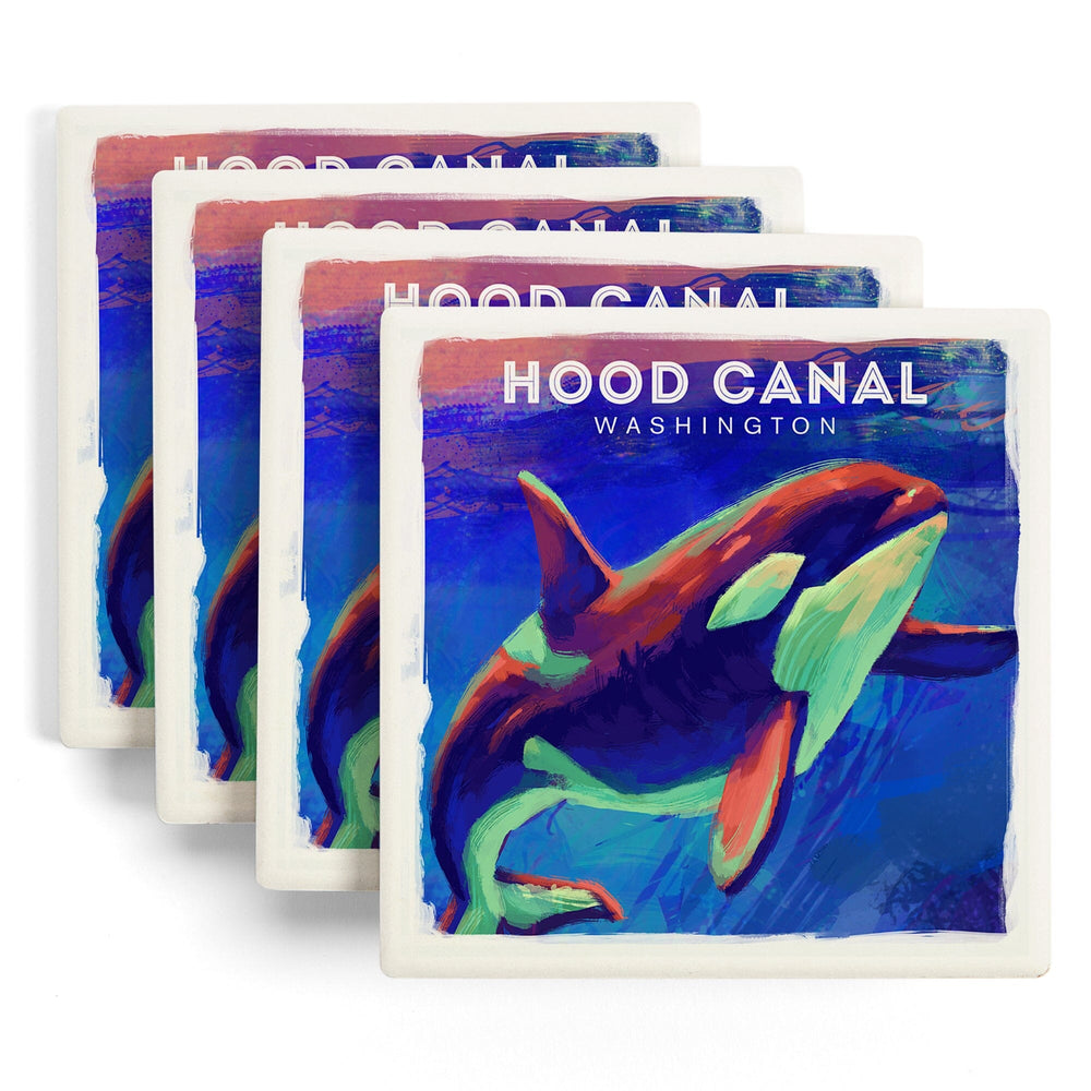 Hood Canal, Washington, Vivid, Orca, Coasters Coasters Lantern Press 