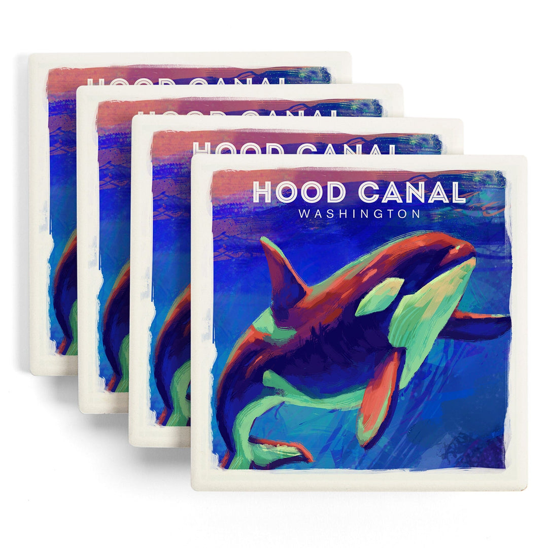 Hood Canal, Washington, Vivid, Orca, Coasters Coasters Lantern Press 