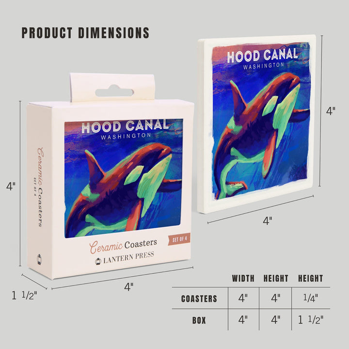 Hood Canal, Washington, Vivid, Orca, Coasters Coasters Lantern Press 
