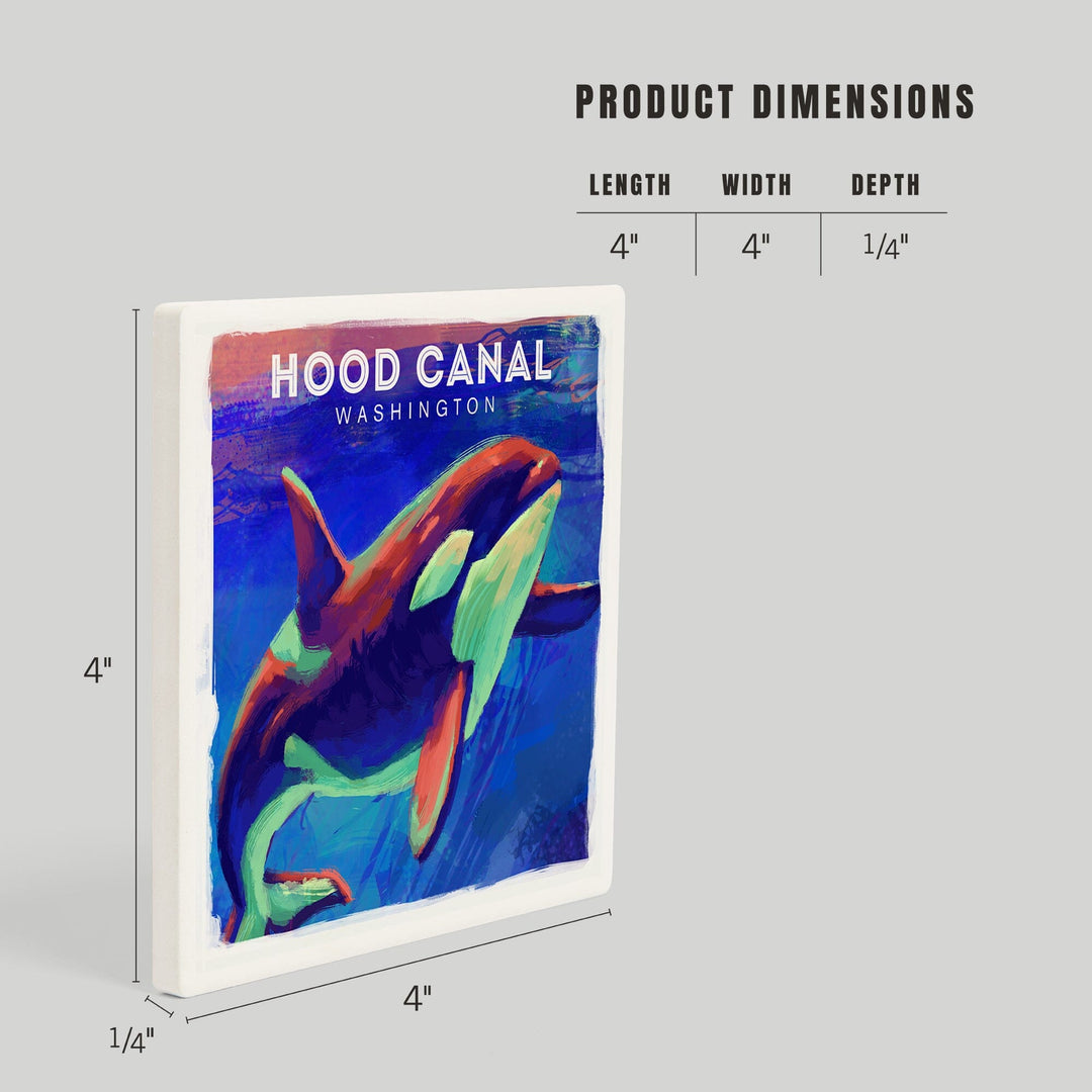 Hood Canal, Washington, Vivid, Orca, Coasters Coasters Lantern Press 