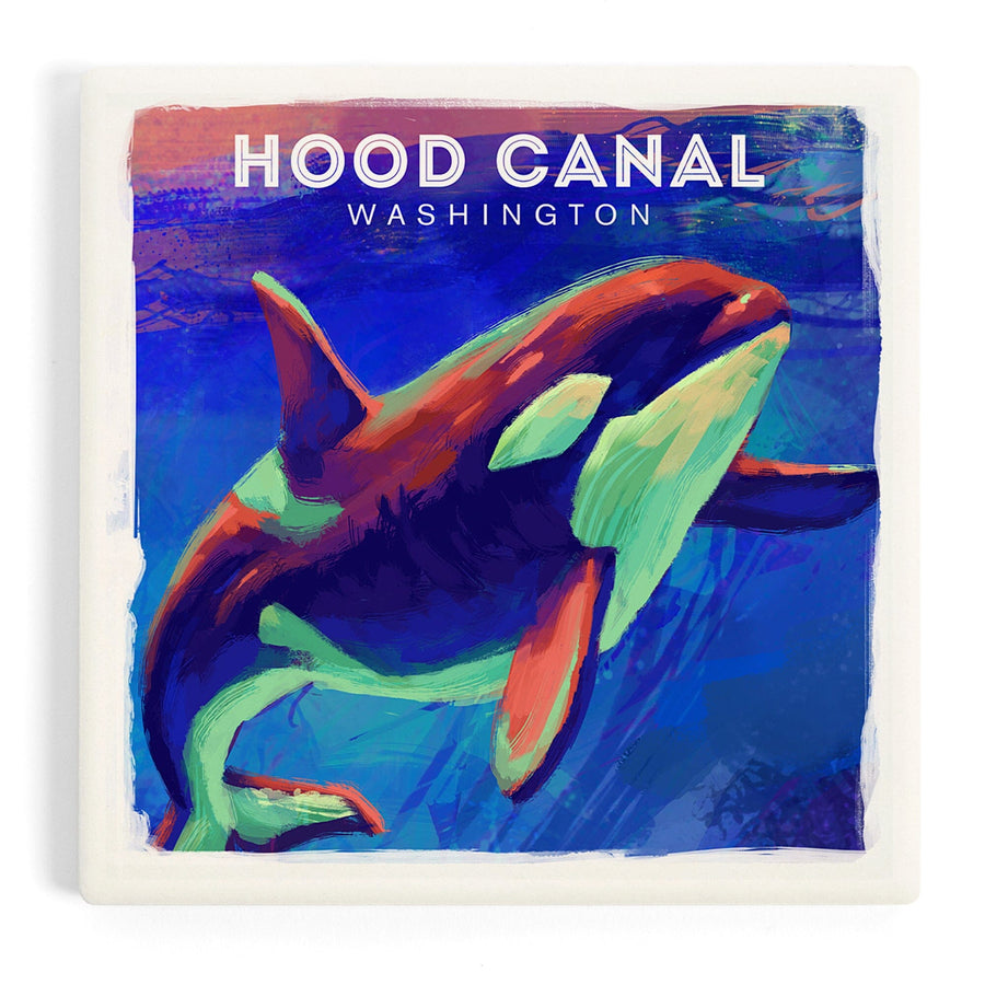 Hood Canal, Washington, Vivid, Orca, Coasters Coasters Lantern Press 