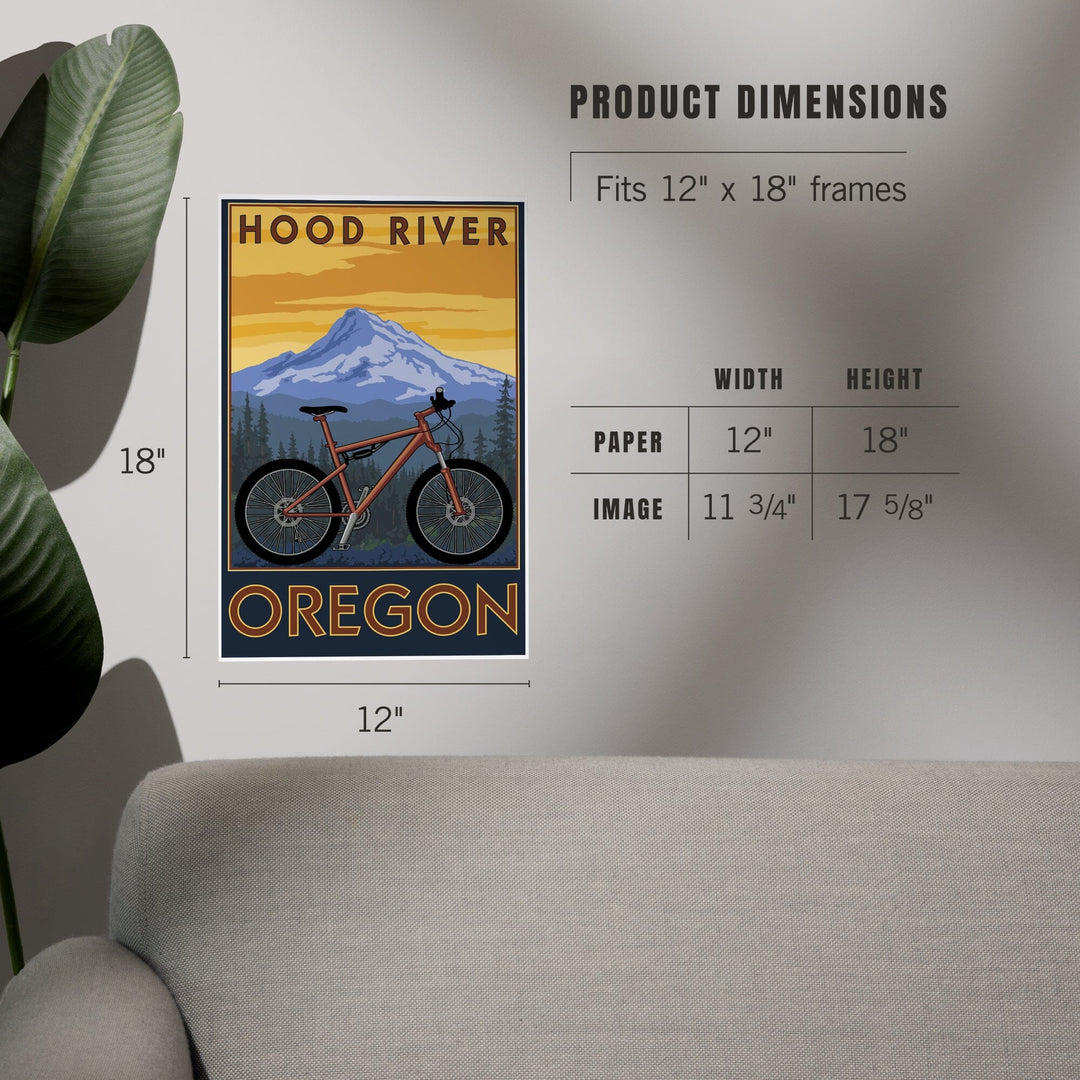 Hood River, Oregon, Mountain Bike Scene, Art & Giclee Prints Art Lantern Press 