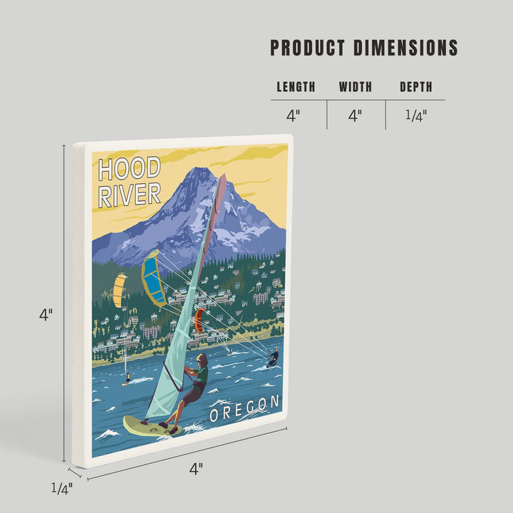 Hood River, Oregon, Wind Surfers and Kite Boarders, Coasters Coasters Lantern Press 