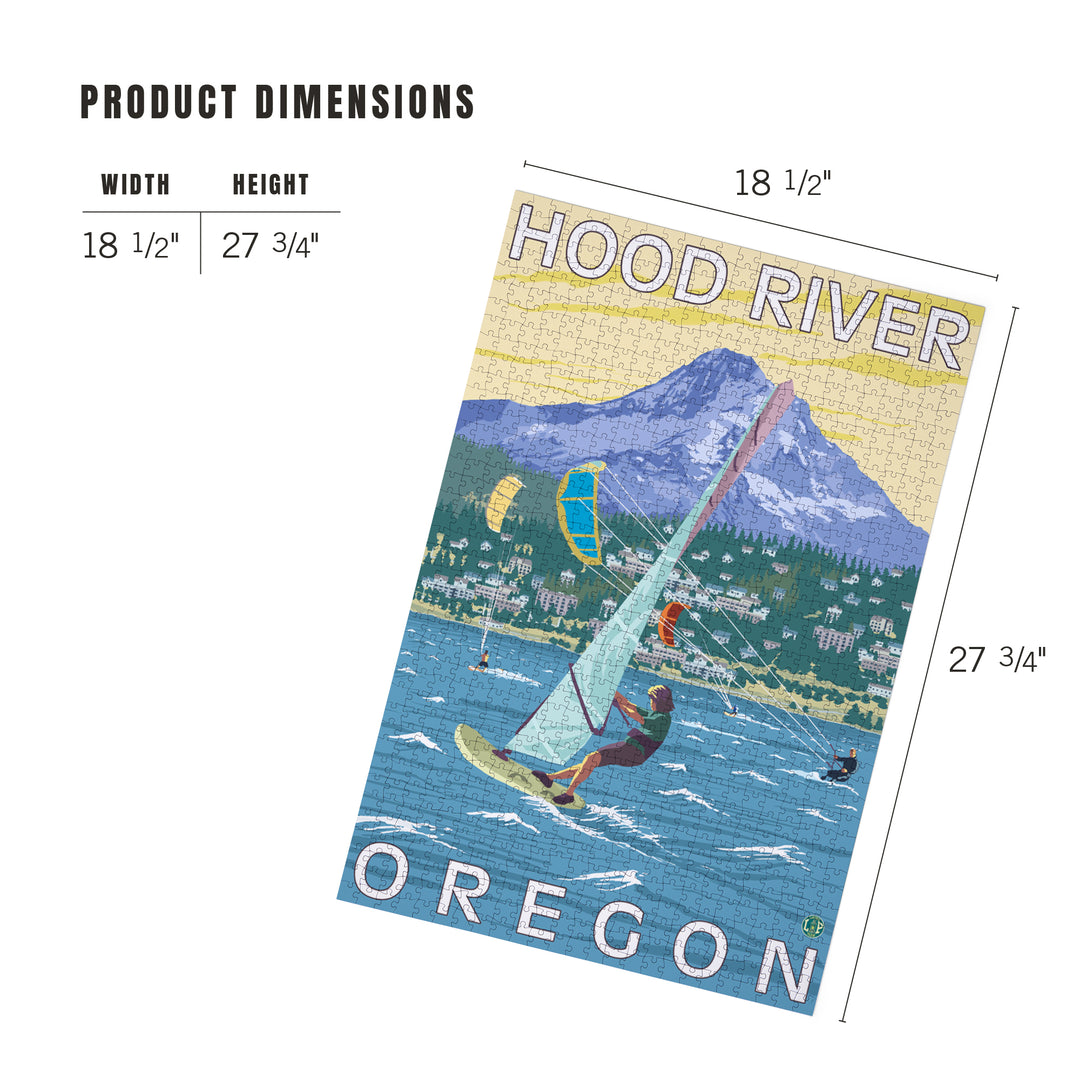 Hood River, Oregon, Wind Surfers and Kite Boarders, Jigsaw Puzzle Puzzle Lantern Press 