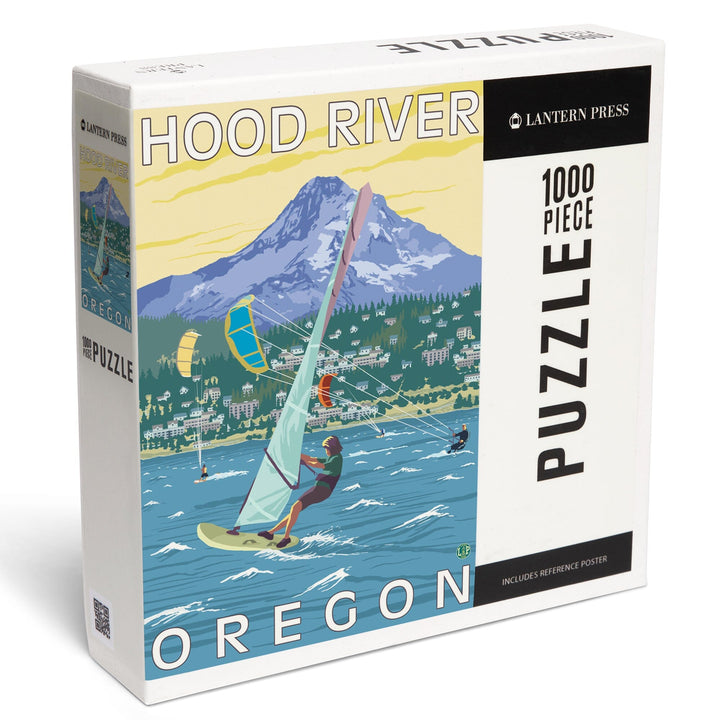 Hood River, Oregon, Wind Surfers and Kite Boarders, Jigsaw Puzzle Puzzle Lantern Press 