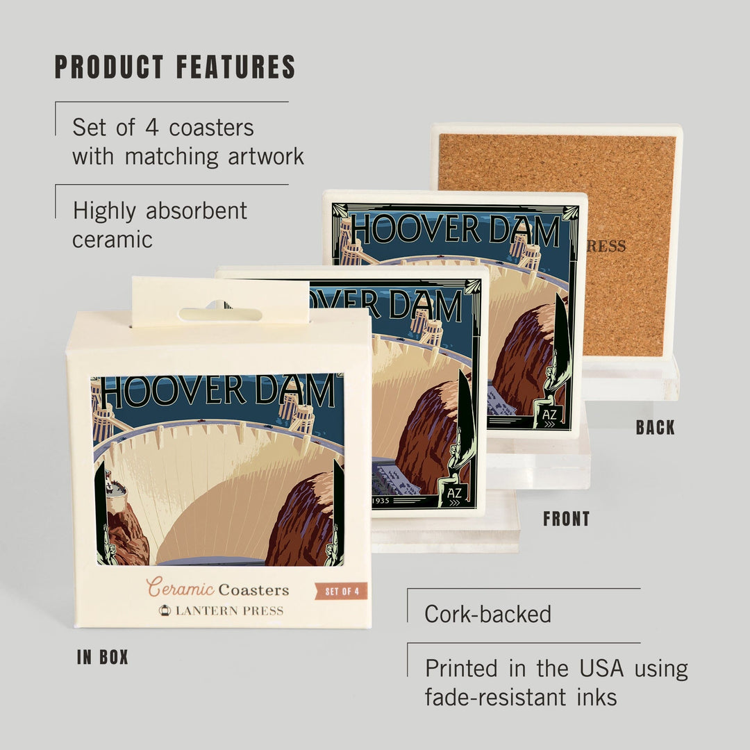 Hoover Dam Aerial, Coasters Coasters Lantern Press 
