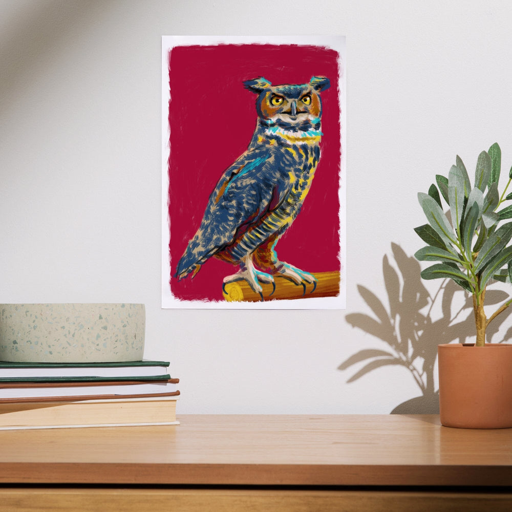Horned Owl, Vivid Style, Art & Giclee Prints Art Lantern Press 