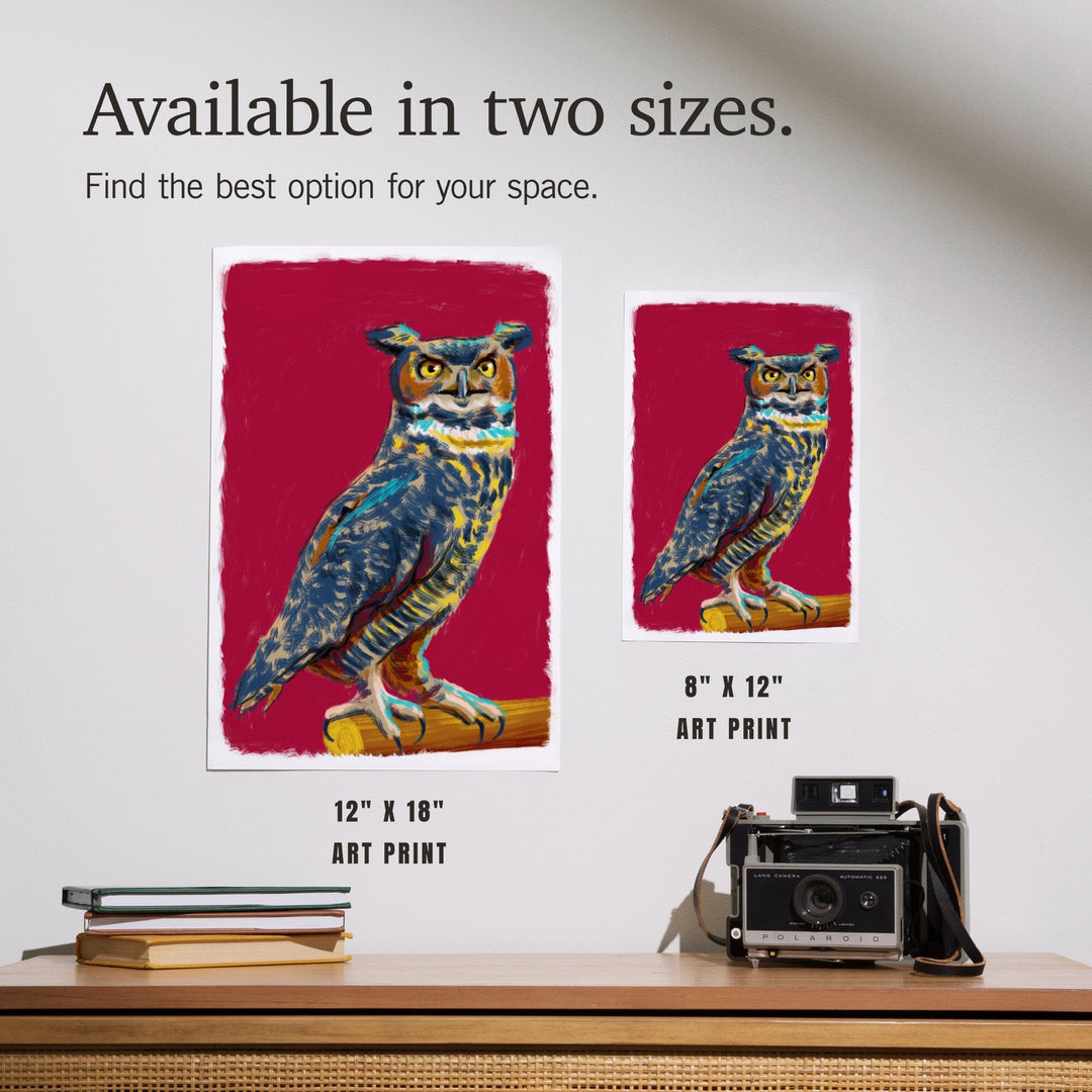 Horned Owl, Vivid Style, Art & Giclee Prints Art Lantern Press 