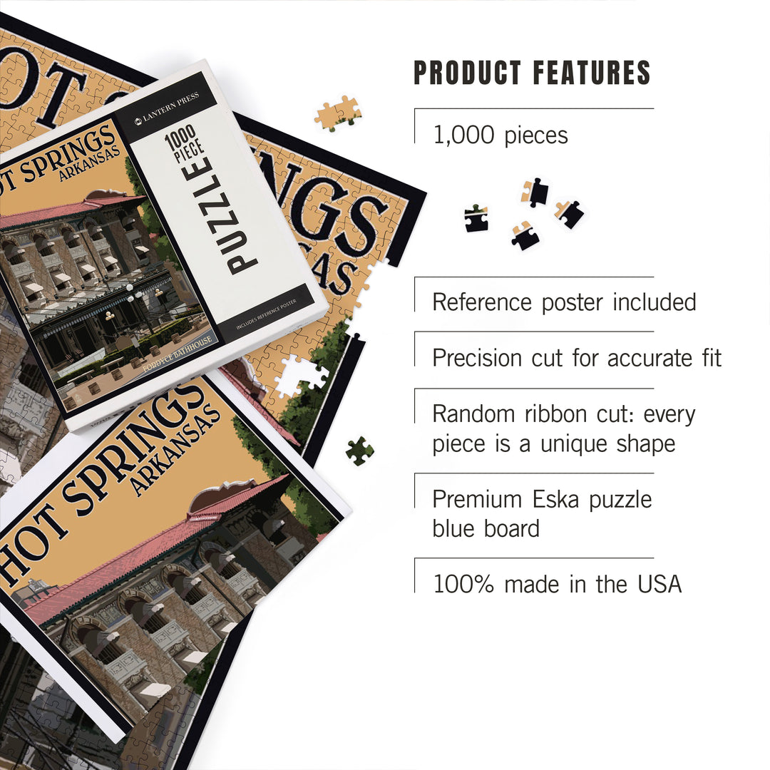 Hot Springs National Park, Arkansas, Fordyce Bathhouse, Jigsaw Puzzle Puzzle Lantern Press 