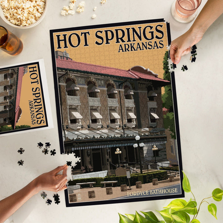 Hot Springs National Park, Arkansas, Fordyce Bathhouse, Jigsaw Puzzle Puzzle Lantern Press 