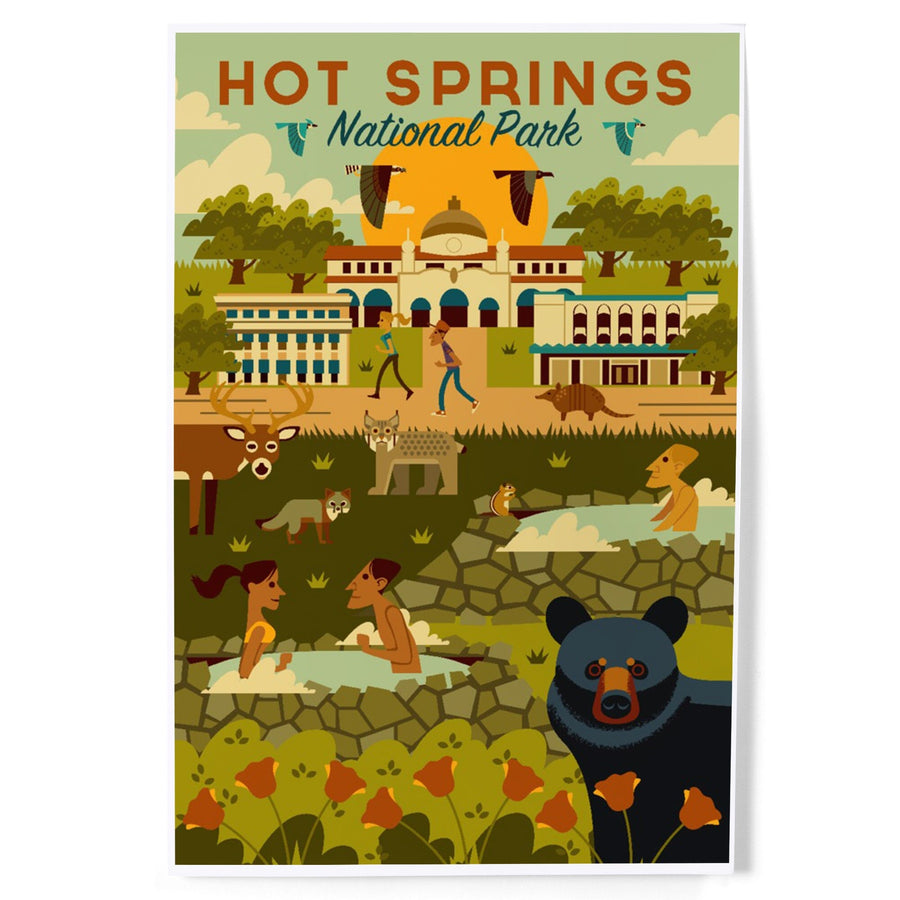 Hot Springs National Park, Arkansas, Geometric National Park Series, Art & Giclee Prints Art Lantern Press 