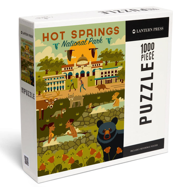 Hot Springs National Park, Arkansas, Geometric National Park Series, Jigsaw Puzzle Puzzle Lantern Press 