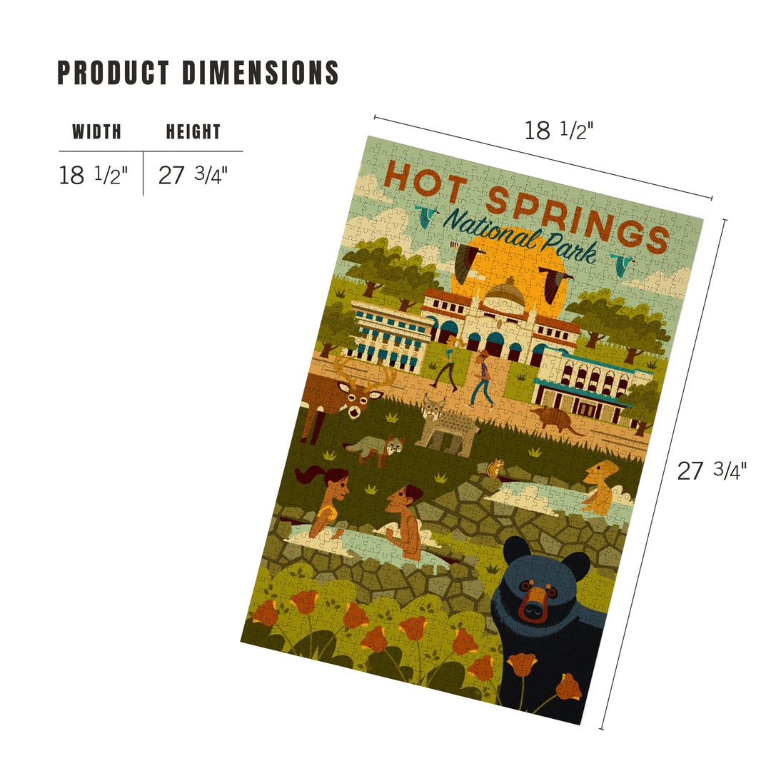 Hot Springs National Park, Arkansas, Geometric National Park Series, Jigsaw Puzzle Puzzle Lantern Press 