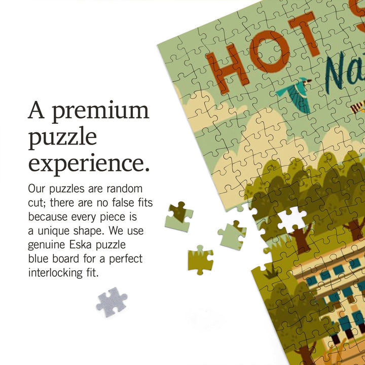 Hot Springs National Park, Arkansas, Geometric National Park Series, Jigsaw Puzzle Puzzle Lantern Press 