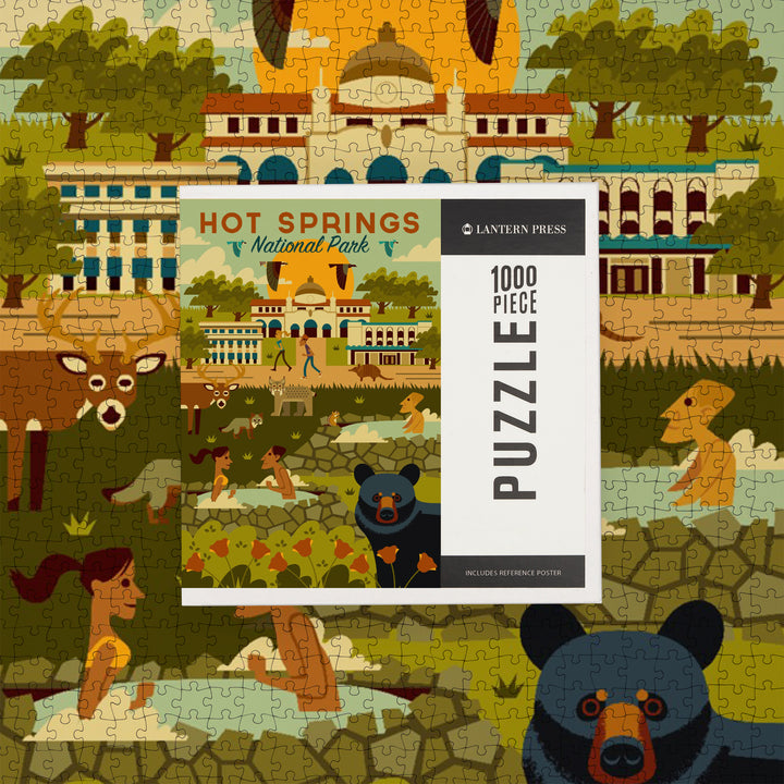 Hot Springs National Park, Arkansas, Geometric National Park Series, Jigsaw Puzzle Puzzle Lantern Press 