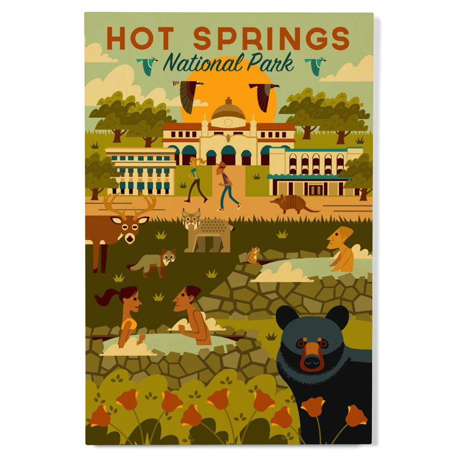 Hot Springs National Park, Arkansas, Geometric National Park Series, Lantern Press Artwork, Wood Signs and Postcards Wood Lantern Press 
